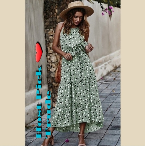 Miss Sparkling Dresses & Skirts - MISS SPARKLING BOUTIQUE Polka Dot Halter Sleeveless Belted